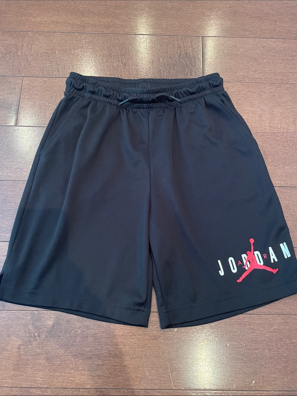 Jordan Black Athletic Shorts with Red Jumpman and White Logo